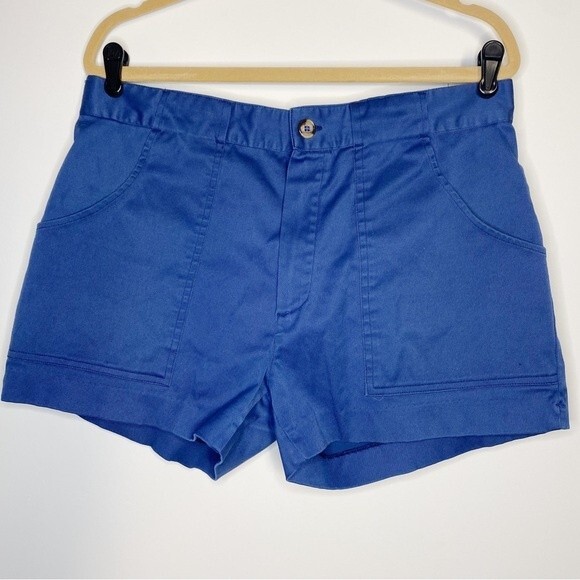 Woolrich Espa Stretch Vintage 80’ Blue Shorts High Waist Size 38 - Picture 1 of 6